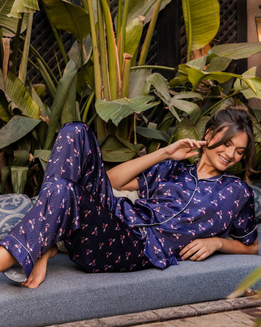 Flamingo Women's satin PJ -  Elsey & Essie