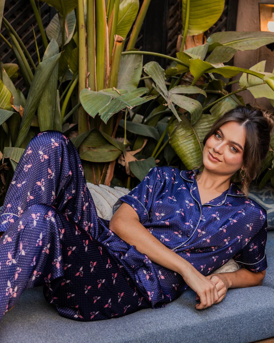 Flamingo Women's satin PJ -  Elsey & Essie