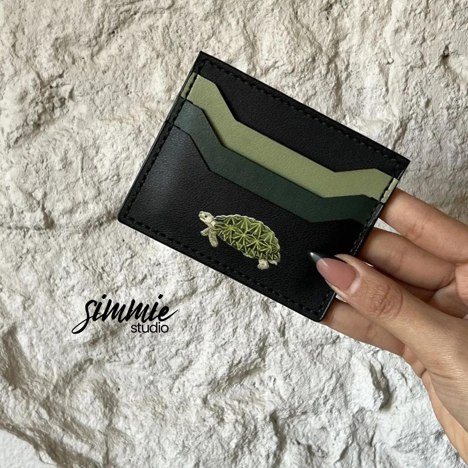 Wild Turtle Card Holder In Black