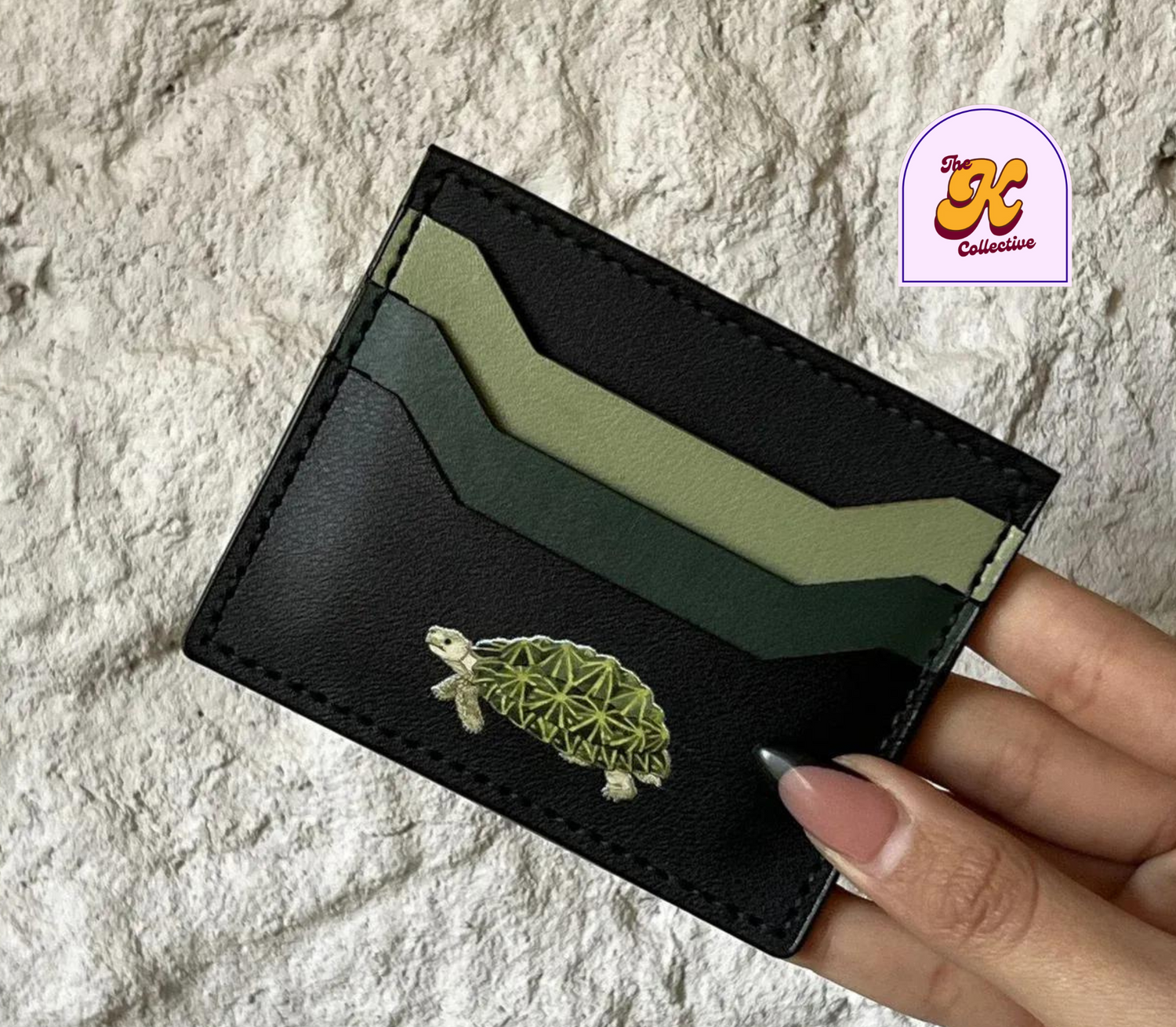 Wild Turtle Card Holder In Black