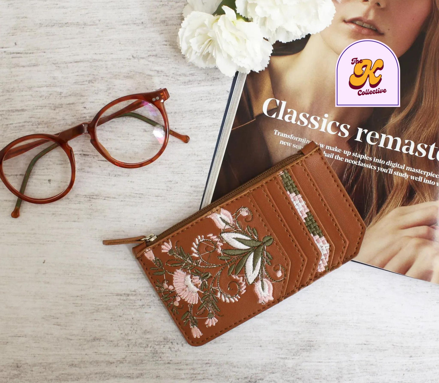 Havane Flowered Card Holder