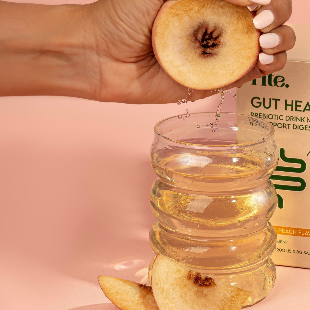 GUT HEALTH Prebiotic – No Bloating Anymore – Wellness Drink Mix for Digestion by rite. – 30 Servings – Natural Guava & Peach flavours | No After-Taste | Easy to Drink & Delicious – Gut Health Supplements – Apple Cider Vinegar – The Angel Method