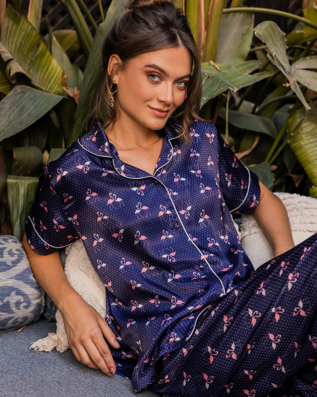 Flamingo Women's satin PJ -  Elsey & Essie