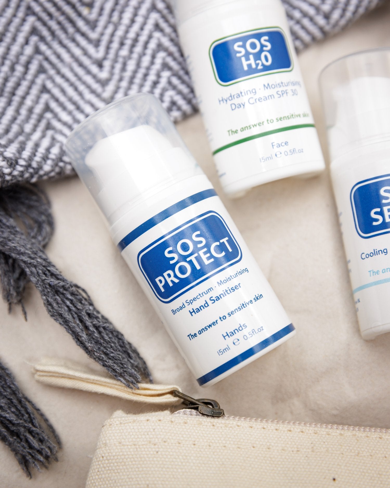 SOS essentials travel skincare collection + Travel Pouch - Natalie O