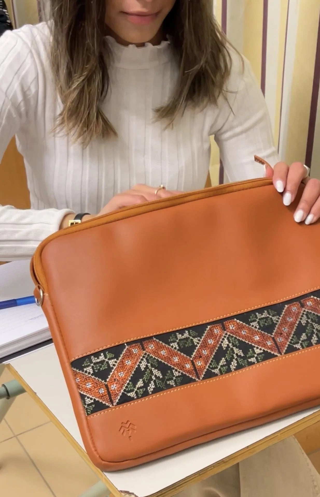 Laptop Sleeve Havane X Orange-Green - Elsey & Essie
