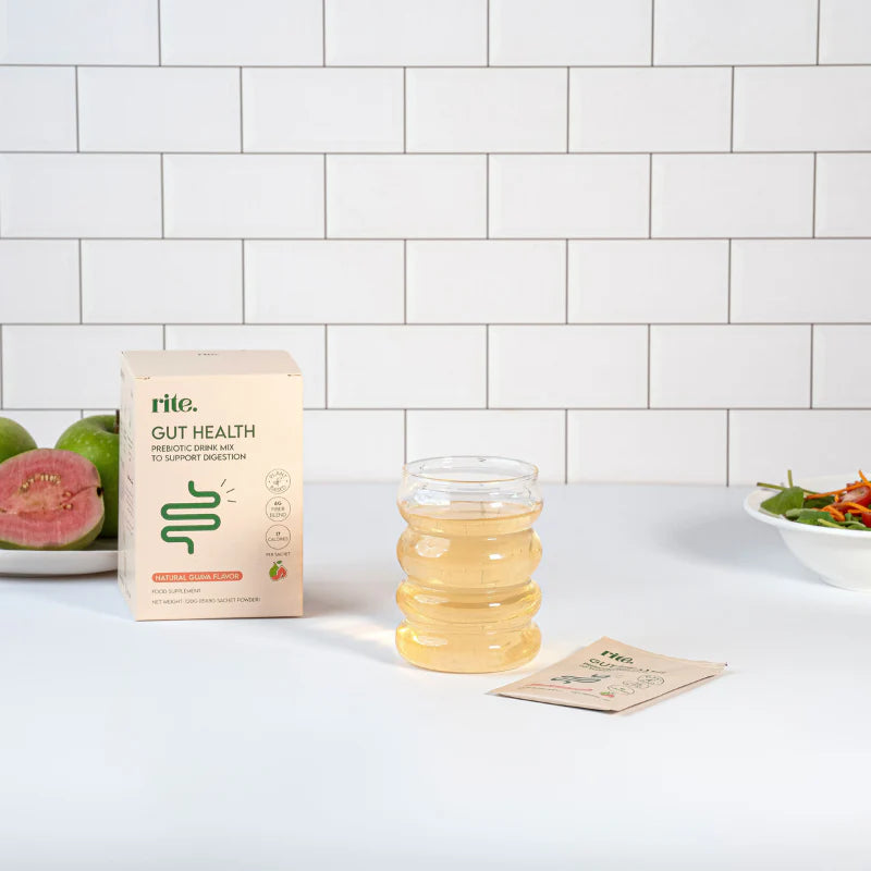 GUT HEALTH Prebiotic – No Bloating Anymore – Wellness Drink Mix for Digestion by rite. – 30 Servings – Natural Guava & Peach flavours | No After-Taste | Easy to Drink & Delicious – Gut Health Supplements – Apple Cider Vinegar – The Angel Method