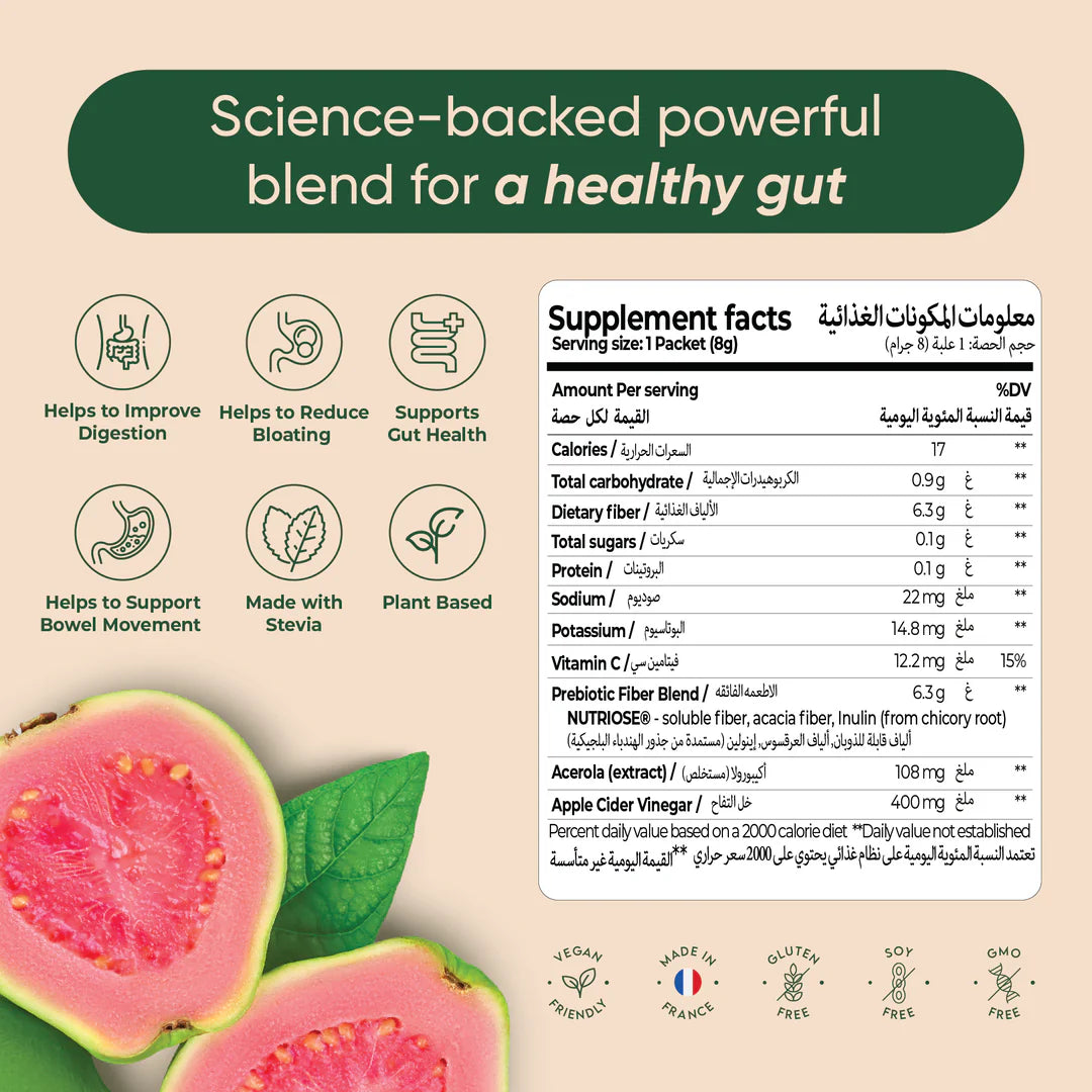 GUT HEALTH Prebiotic – No Bloating Anymore – Wellness Drink Mix for Digestion by rite. – 30 Servings – Natural Guava & Peach flavours | No After-Taste | Easy to Drink & Delicious – Gut Health Supplements – Apple Cider Vinegar – The Angel Method
