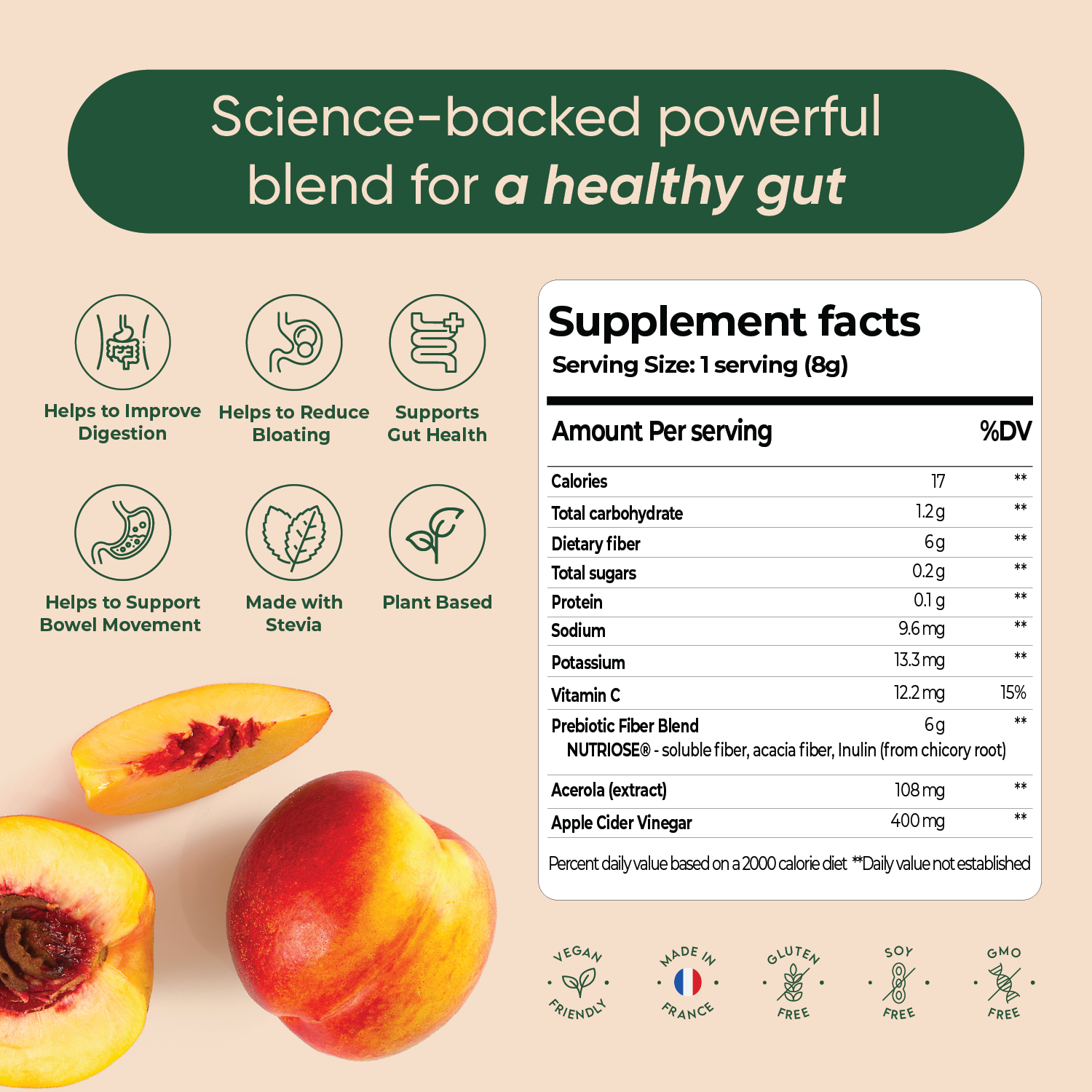 GUT HEALTH Prebiotic – No Bloating Anymore – Wellness Drink Mix for Digestion by rite. – 30 Servings – Natural Guava & Peach flavours | No After-Taste | Easy to Drink & Delicious – Gut Health Supplements – Apple Cider Vinegar – The Angel Method