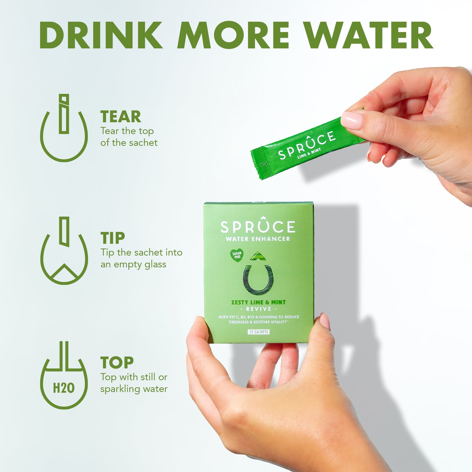 Spruce water enhancer - 12 servings - Natural Sugar Free with 8 Essential Vitamins and minerals - Available in 4 Flavors - enara wellness