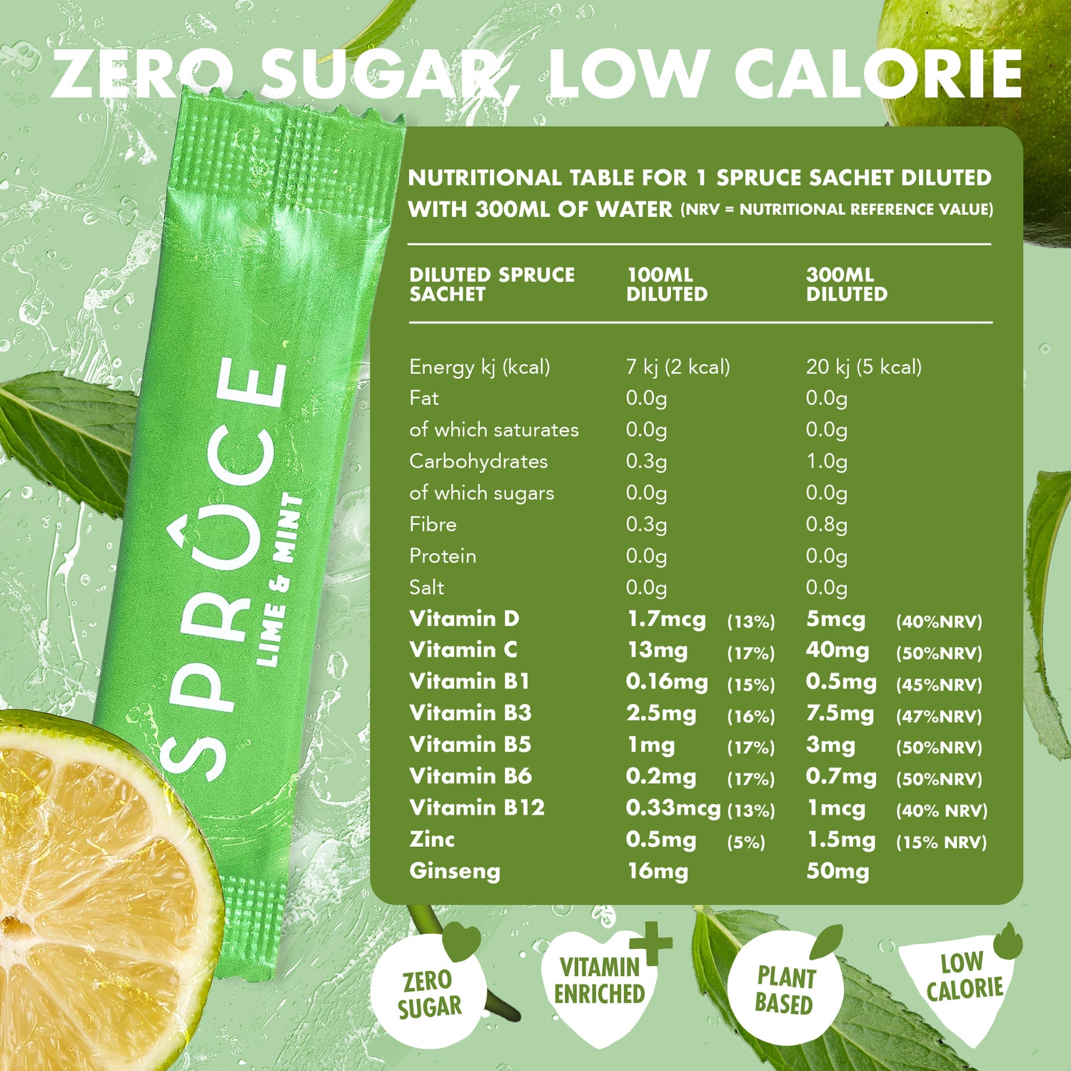 Spruce water enhancer - 12 servings - Natural Sugar Free with 8 Essential Vitamins and minerals - Available in 4 Flavors - enara wellness