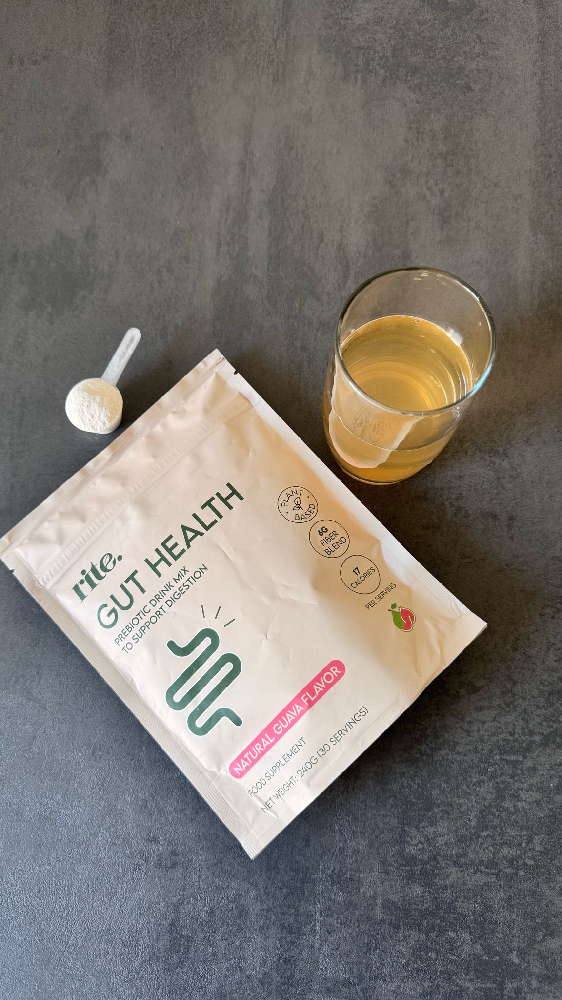 GUT HEALTH Prebiotic – No Bloating Anymore – Wellness Drink Mix for Digestion by rite. – 30 Servings – Natural Guava & Peach flavours | No After-Taste | Easy to Drink & Delicious – Gut Health Supplements – Apple Cider Vinegar – The Angel Method