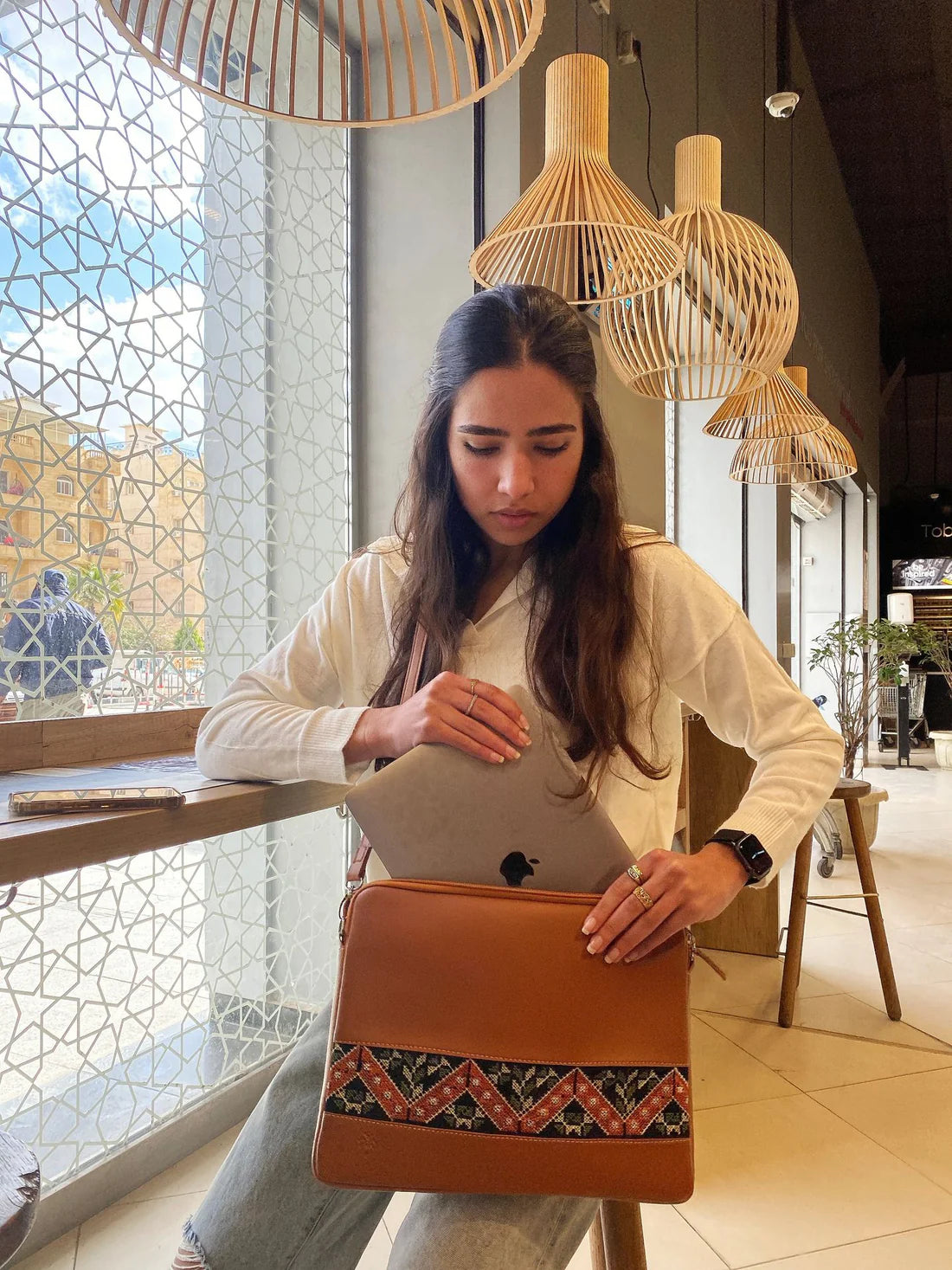 Laptop Sleeve Havane X Orange-Green - Elsey & Essie
