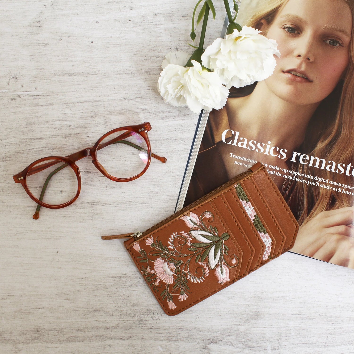 Havane Flowered Card Holder - Elsey & Essie