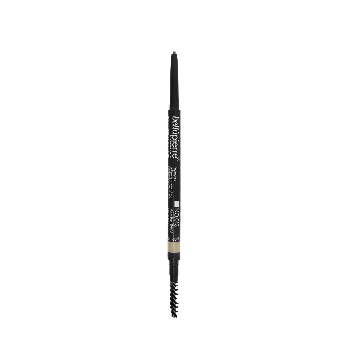 bellapierre TwistUP Brow Pencil. Ultra-slim, retractable brow pencil with a spoolie for grooming brows beforehand and blending afterwards. TrueSkinity