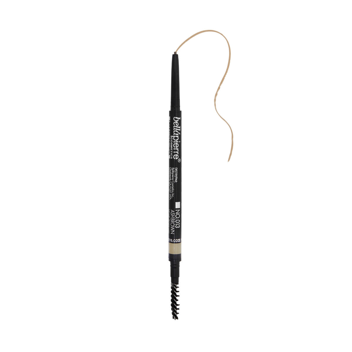 bellapierre TwistUP Brow Pencil. Ultra-slim, retractable brow pencil with a spoolie for grooming brows beforehand and blending afterwards. TrueSkinity
