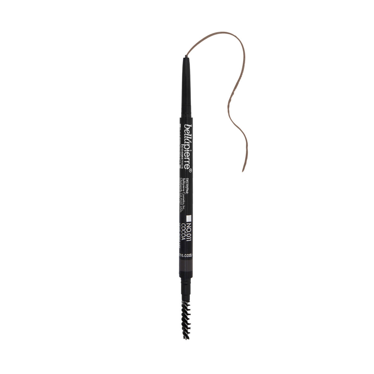 bellapierre TwistUP Brow Pencil. Ultra-slim, retractable brow pencil with a spoolie for grooming brows beforehand and blending afterwards. TrueSkinity