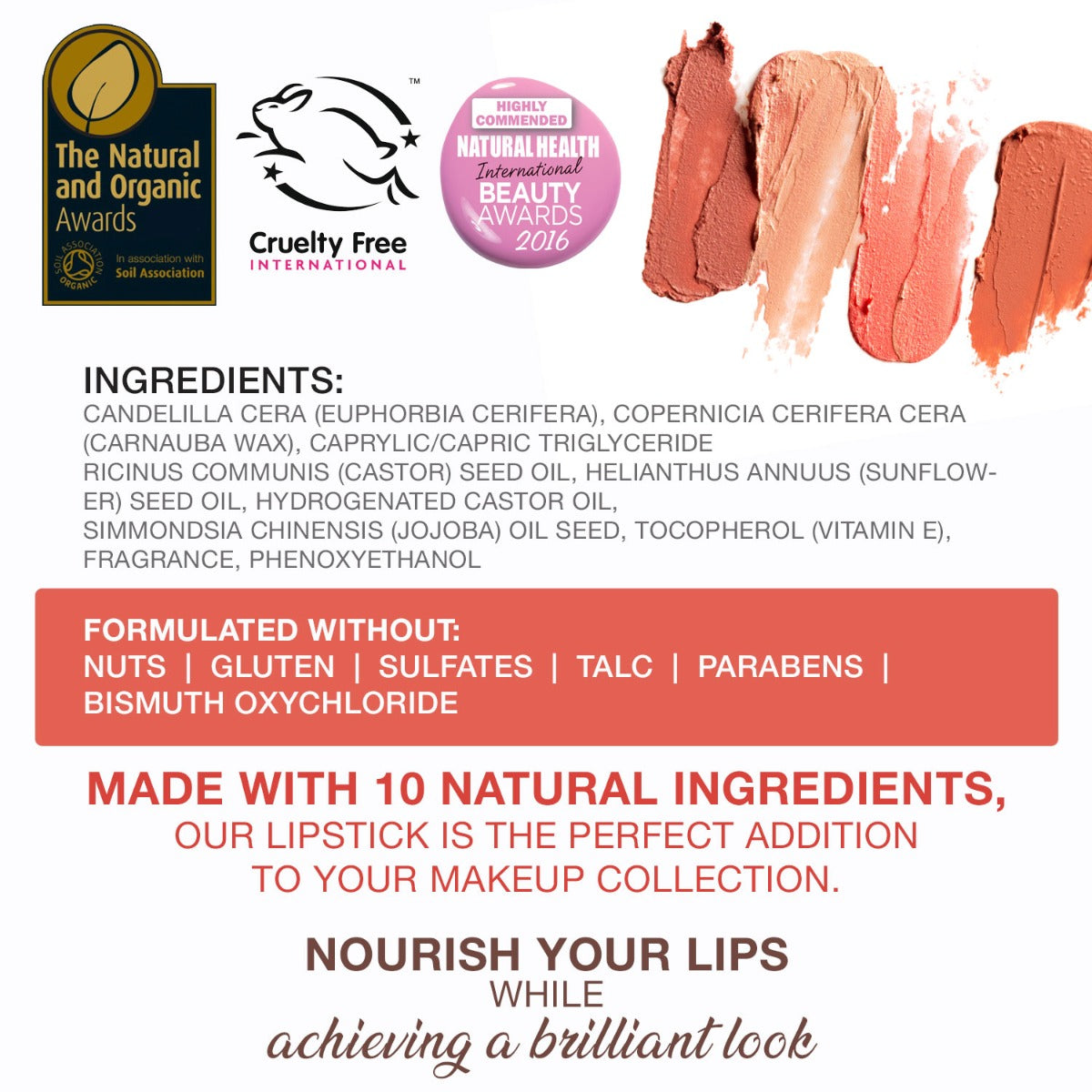 bellapierre Mineral Lipstick. All natural with mineral pigments, iron oxides and Vitamin C & Vitamin E for luscious, flawless lips.