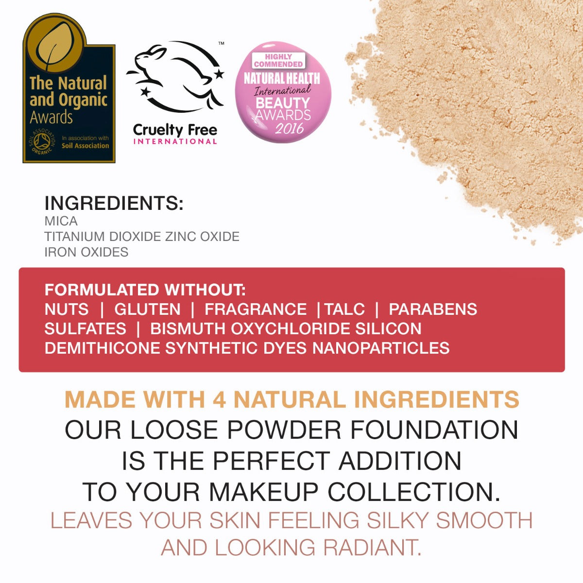bellapierre Mineral Foundation SPF 15.  5-in-one Loose Powder Mineral Foundation: Concealer, Foundation with SPF 15 Protection & Finishing Powder. Full Coverage. TrueSkinity