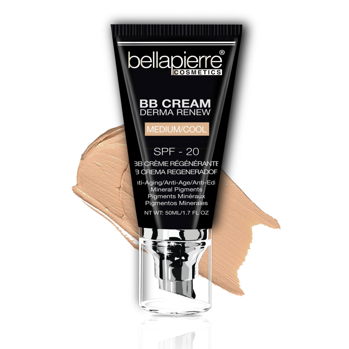 bellapierre Derma Renew BB Cream. 4-in-1 Concealer, Foundation, SPF 20 and Moisturizer. Medium to Full Coverage. Oil-free & Mineral-based - TrueSkinity