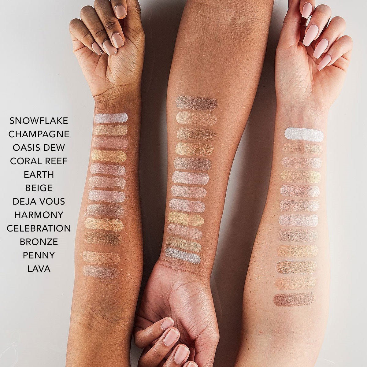 bellapierre Shimmer Powder. Made with Pure Mica Powder. Multi-application: Eye Shadow, Cream Eye Shadow, Blush, Eye Liner, Lip Color, Nail Polish, Tinted Mascara, Bronzer. TrueSkinity