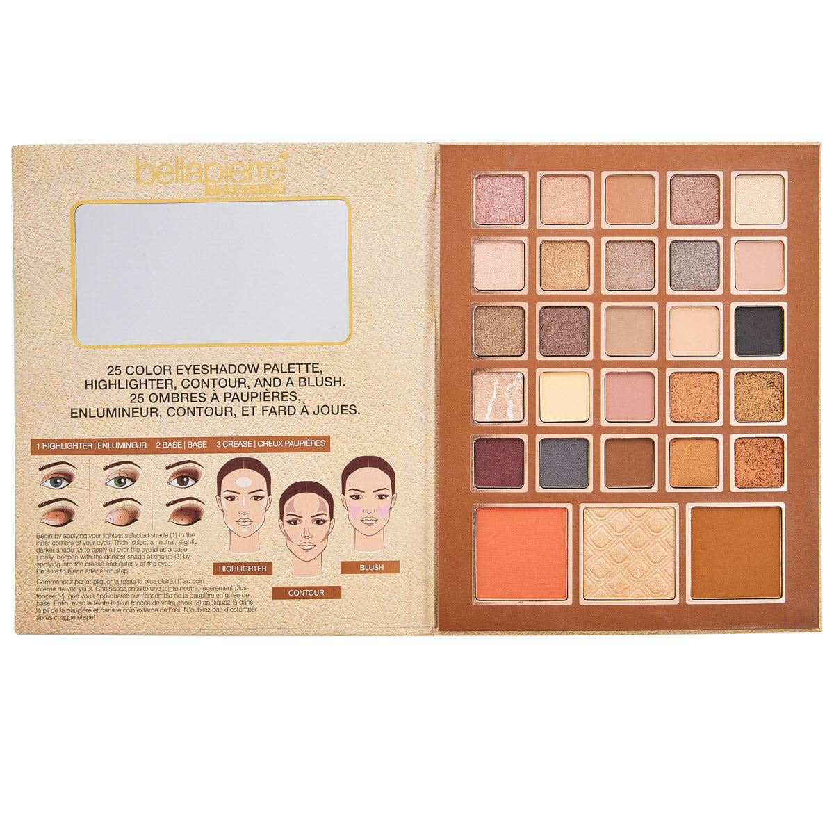 bellapierre Eye and Face Book. Full Face Palette Featuring 25 Eyeshadows with Bronzer, Blush, and Highlighter Finishes. Non-Toxic & Paraben-Free.  TrueSkinity